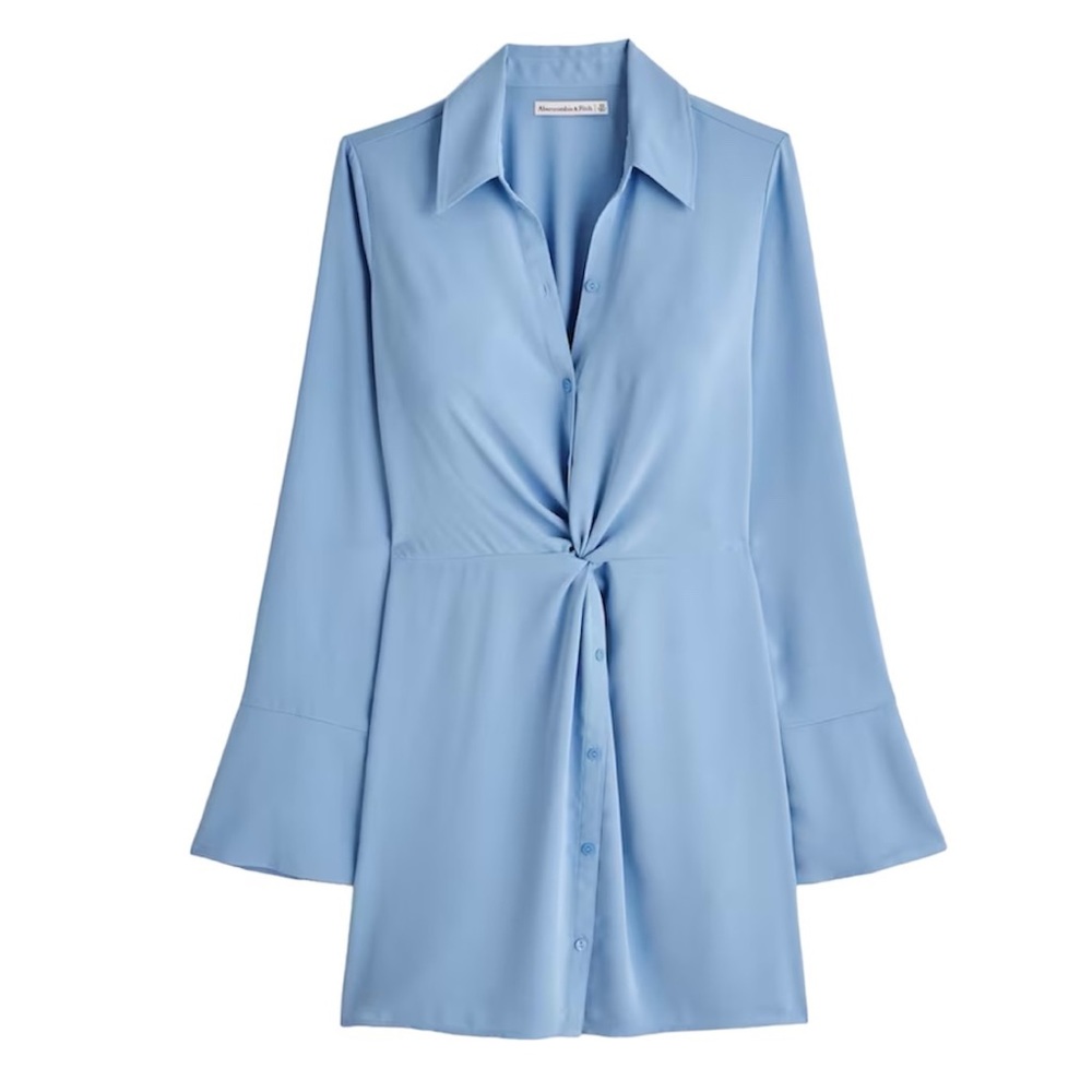 Abercrombie & Fitch | Long Sleeve Twist Front Shirt Dress | Petite Small